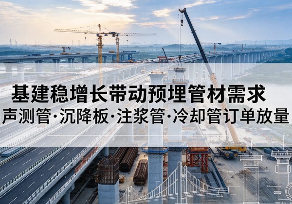 镇巴基建稳增长带动预埋监测管材需求，声测管、沉降板、注浆管订单持续放量